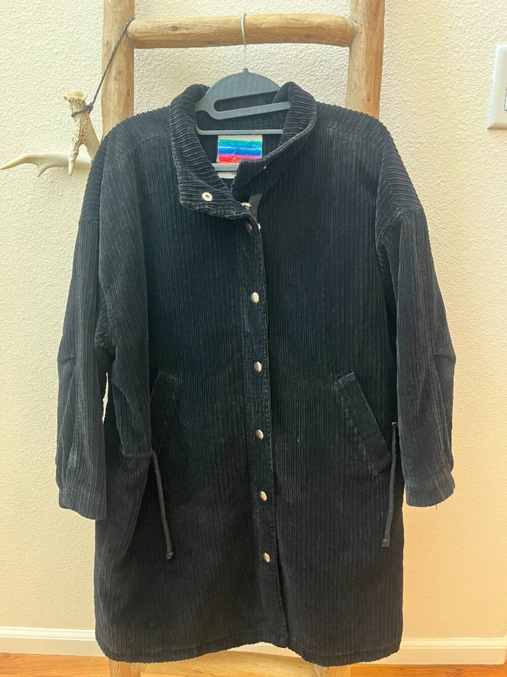 UNIF- black corduroy mid-length jacket